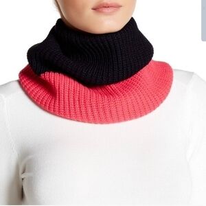 KATE SPADE  Color Block Rib Knit Zip-up Cowl Neckwarmer NEW Pink black